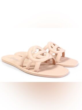 Women's Soft Blush Slide Sandals with Interlocked Strap